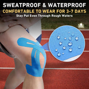 PreCut Kinesiology Tape for Knees, 12 PCS Waterproof KTQUICK Knee Tape for Knee Pain Relief Pre Cut, Original Cotton Athletic Knee Tape, Waterproof & Hypoallergenic Latex-Free for Sports (Black)