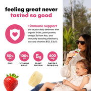 Noka Organic Superfood Fruit Smoothie Pouches, Strawberry Banana with Immune Support, Healthy Snacks with Elderberry, Vitamin C, Flax Seed and Plant Protein, Gluten Free, Vegan, 4.22 oz (12 Pack)