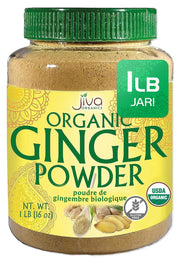Jiva Organics Organic Ginger Root Powder 1 LB Jar - Gluten Free, Non-GMO - for Cooking, Baking, Tea & More - Bulk Ginger Ground Dry