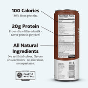 Slate Milk - High Protein Milk Shake - Classic Chocolate - Lactose Free, 20g Protein, 1g Sugar, 100 Calories, 2g Net Carbs, No Added Sugar - Natural, Breakfast Boost, Post Workout - 11 fl oz, 24 Cans