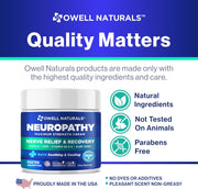 OWELL NATURALS Neuropathy Cream Extra Strength Nerve Relief Cream for Foot, Hands, Legs, Toes with Arnica, Vitamin B6, Aloe Vera, MSM - Made in USA