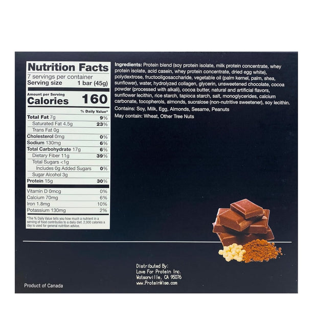 ProteinWise - Chocolate Crisp High Protein Bars, Low Carb, Low Calorie, Healthy Protein Snack, Trans Fat-Free, Crispy Protein Bars, Protein Food, Diet Food for Weight Loss - 7 Count