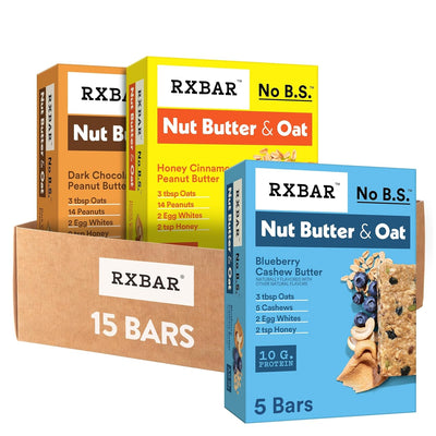 RXBAR Nut Butter and Oat Protein Bars, Snack Bars, Variety Pack (3 boxes, 15 Count)
