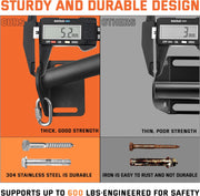 Pull Up Bar Wall Mounted-Heavy Duty Joist Mounted Pull Up Bar-Premium Strength Training Pull-Up Bars-Fast and Easy Installation for Home and Garage Use,Supports up to 600 Lbs