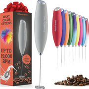 Powerful Handheld Milk Frother, Mini Milk Frother Wand, Battery Operated Stainless Steel Drink Mixer - Frother Stand for Milk Coffee, Lattes, Cappuccino, Frappe, Matcha, Hot Chocolate. Gift