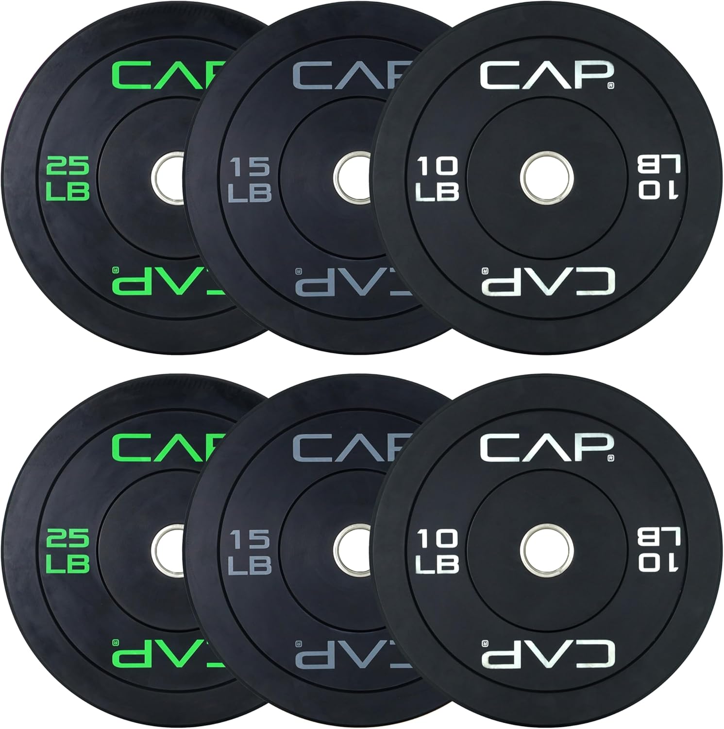 CAP Barbell 2-Inch Olympic Bumper Plate Weight Set | 100-370 lbs | Multiple Options
