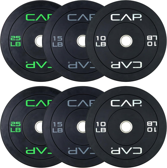 CAP Barbell 2-Inch Olympic Bumper Plate Weight Set | 100-370 lbs | Multiple Options