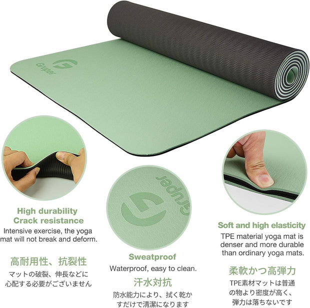Yoga Mat Non Slip, Eco Friendly Fitness Exercise Mat with Carrying Strap,Pro Yoga Mats for Women,Workout Mats for Home, Pilates and Floor Exercises