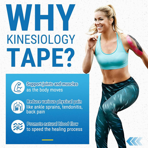 OK TAPE Synthetic Kinesiology Tape, 20 Strips Precut K Tape, Waterproof, Elastic Athletic Tape for Pain Relief & Muscle Support, Reflective Design, 2" x 10" -Purple