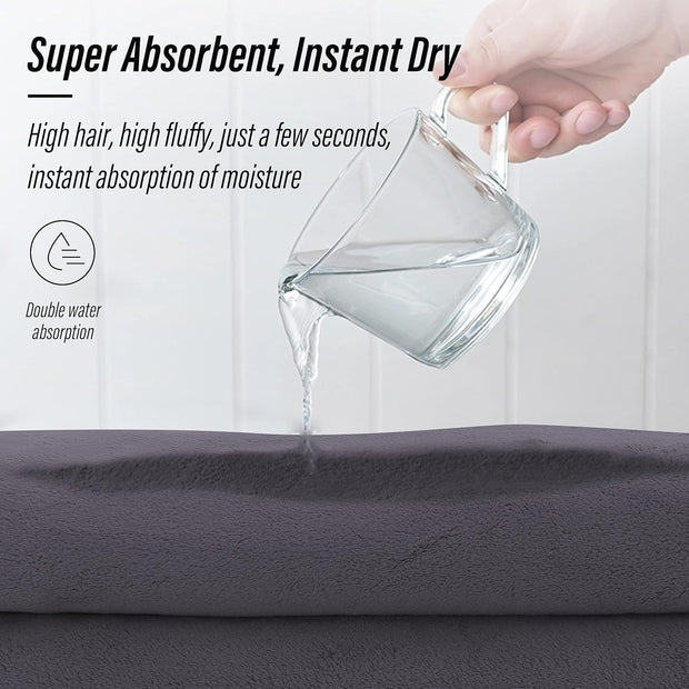 MOONQUEEN Ultra Soft Towel Set-Quick Drying-2 Bath Towels 2 Hand Towels 2 Washcloths - Microfiber Coral Velvet Highly Absorbent Towel for Bath Fitness, Bathroom, Sports, Yoga, Travel(Dark Grey, 6 Pcs)