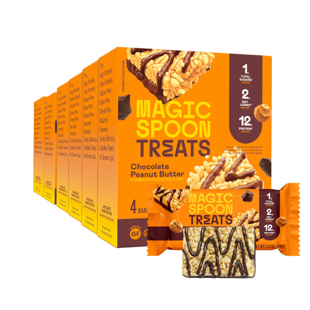 MAGIC SPOON Treats - High Protein, Low Carb, Keto Friendly, Low Sugar, Gluten Free, Crispy Protein Bar Cereal Bar, On-The-Go Healthy Snack (Chocolate PB, 8 Bars)