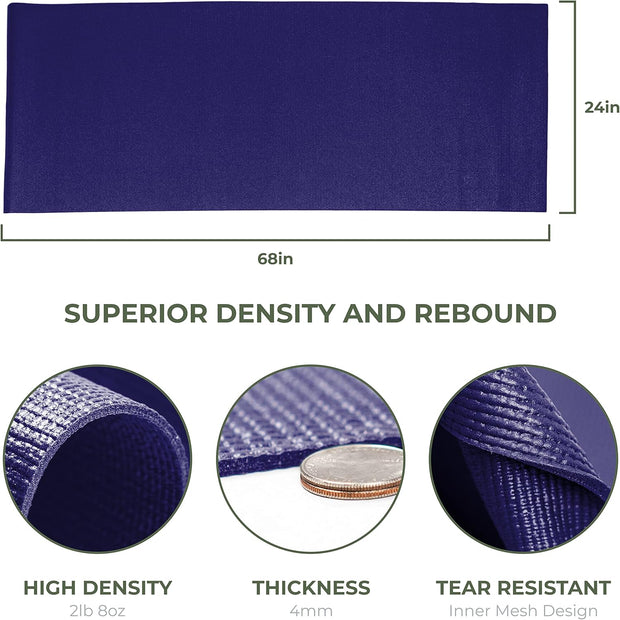 Sunshine Yoga 10-Pack Explore Yoga Mat, 68" x 24" Exercise Mat, 4mm Thick Non Slip Workout Mat, Anti-Tear Gym Mat, Bulk Yoga Mats for Home Workout or Studio