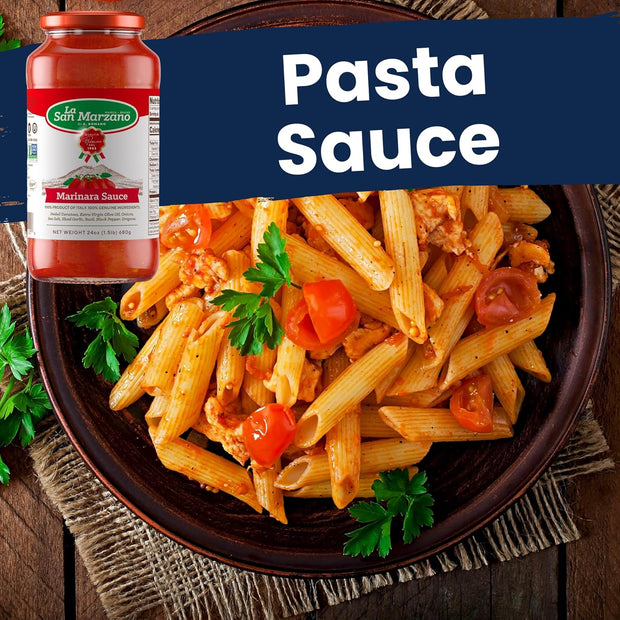 La San Marzano Marinara Sauce, 24 oz, Pasta Sauce Made in Italy, All Purpose Tomato Premium Quality, All Natural, Mediterranean Diet, Non GMO, Vegan, Gluten Free