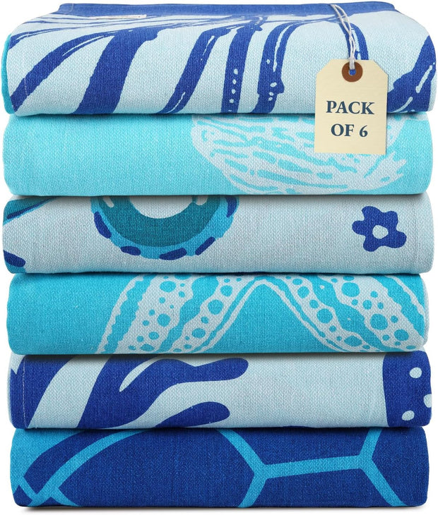 LANE LINEN 6 Pack Oversized Pre-Washed Lightweight Quick Dry Coral Beach Towels - 39"x71"