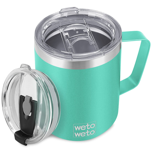 WETOWETO 14 oz Coffee Mug, Vacuum Insulated Camping Mug with Lid, Double Wall Stainless Steel Travel Tumbler Cup, Thermal Coffee Mug, Powder Coated Navy Blue