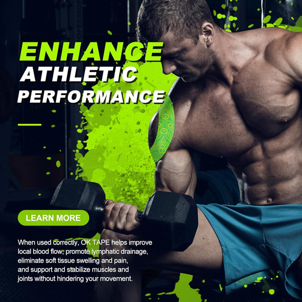 OK TAPE PRO Kinesiology Tape Uncut Roll, Elastic Physical Therapy Athletic Tape for Pain Relief, Muscle Support, Kinetic Tape, Water Resistant, 2in X 16.4ft -Black Gray