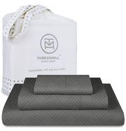 Threadmill Luxury 100% Cotton King Size Sheets Set- 800 Thread Count Jacquard Celine Hotel White, Better Than Egyptian Cotton,4 Pc Striped Bed Set, Damask Bed Sheets with 16" Deep Pocket