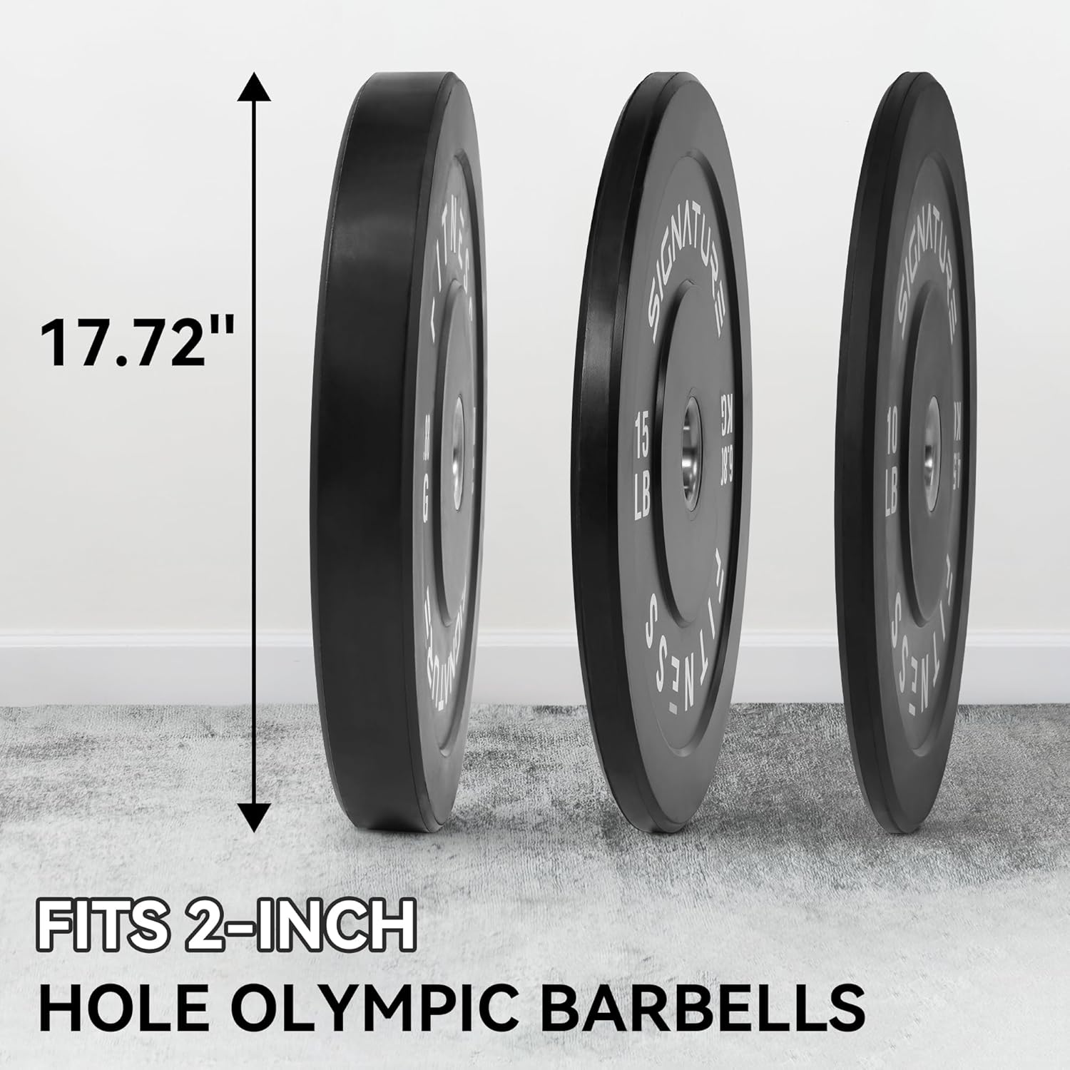 2" Olympic Bumper Plate Weight Plates with Steel Hub, Pair, Updated