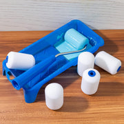 Mister Rui Foam Paint Roller, 8 Pack 4 Inch Paint Roller Kit, Complete 4" Mini Paint Roller Kit with Small Foam Paint Roller Covers, Frame, Tray and Liner for Professional Painting Results