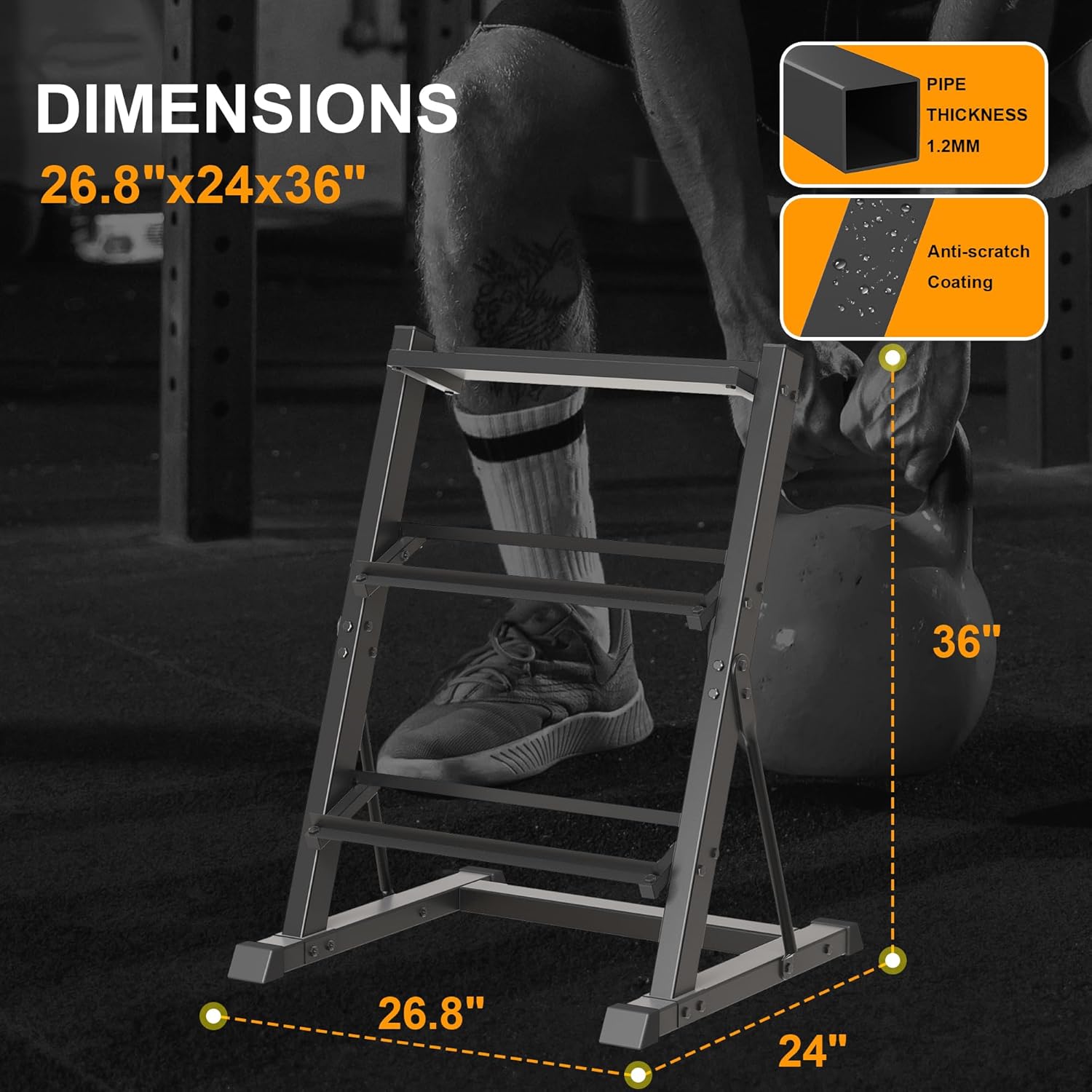3 Tier Dumbbell Rack Weight Storage Organizer for Home Gym, Weight Rack for Dumbbells, Kettlebells, 500LBS(Rack Only)