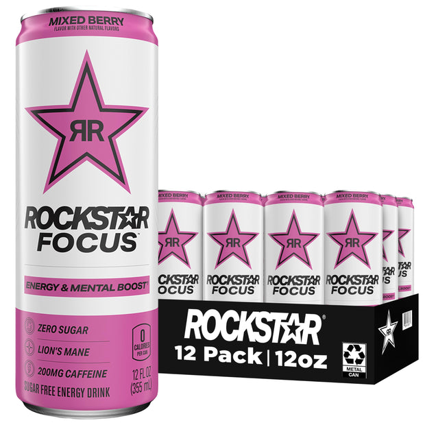 Rockstar Focus, 3 Flavor Variety Pack (White Peach, Lemon Lime, Orange Pineapple), 12 Fl Oz Cans (Pack of 12)