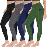 MIRITY High Waist Yoga Leggings with Pockets for Women - Buttery Soft Workout Stretchy Yoga Pants Pack of 4