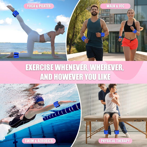 Wrist Ankle Weights Bangles 4lb/2lb for Women, Adjustable Silicone Pilates Weights Bracelet, Heavy Duty Fasteners Wearable Arm & Leg Weights for Yoga, Pilates, Barre, Walking and Gym (Set of 2)