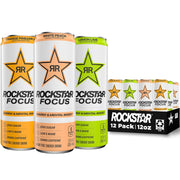 Rockstar Focus, 3 Flavor Variety Pack (White Peach, Lemon Lime, Orange Pineapple), 12 Fl Oz Cans (Pack of 12)