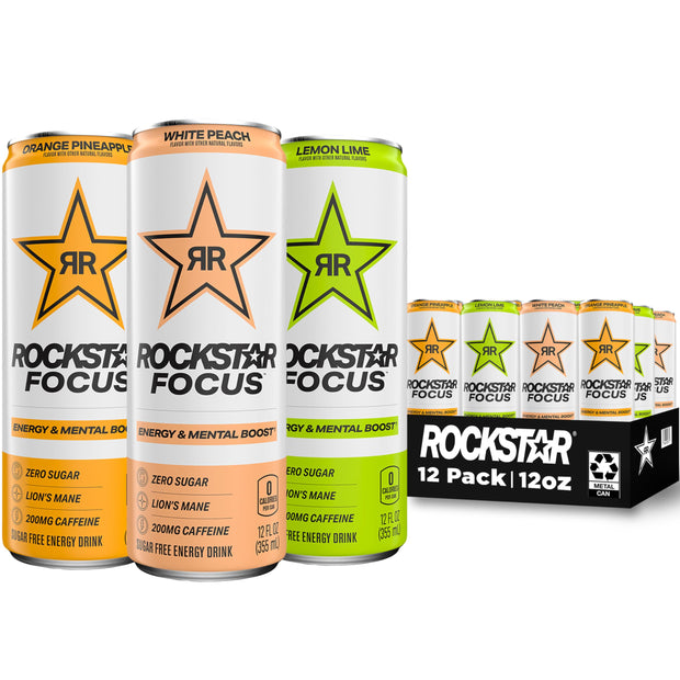 Rockstar Focus, Mixed Berry, 12 Fl Oz Cans (Pack of 12)