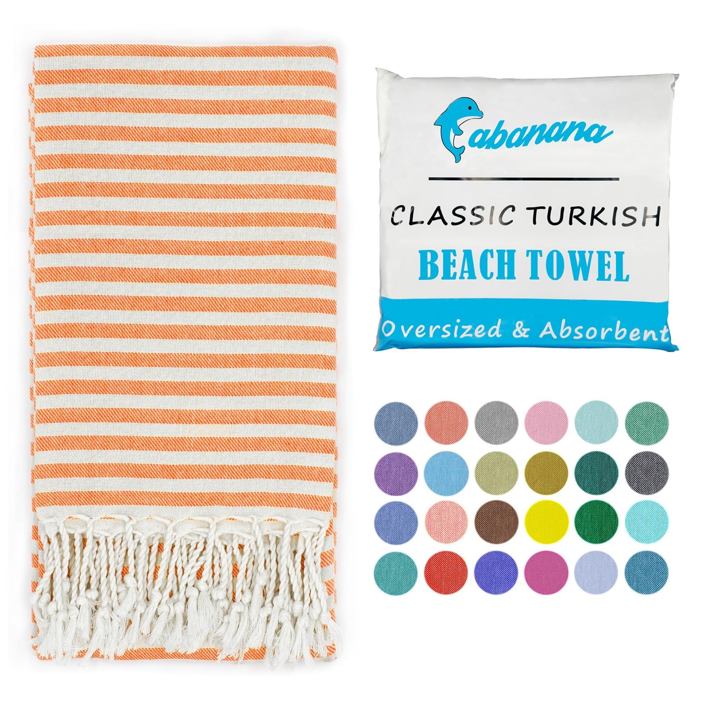 cabanana Turkish Beach Towel Oversized - 39"x71" Quick Dry Sand Free Thin Beach Towels for Adults,Extra Large Cotton Lightweigh Travel Towel for Beach Accessories (Coral)
