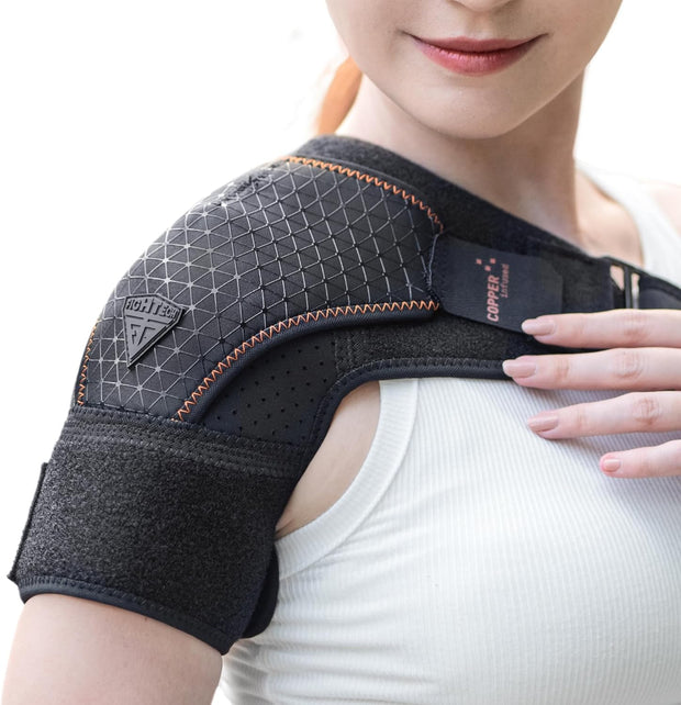 Shoulder Brace - Support & Injury Prevention Brace- Joint Pain Releaser- Shoulder Compression Wrap Strap - Adjustable Injury Accessories for Shoulders - Premium Quality Strap by FIGHTECH (Pink, L-XL)