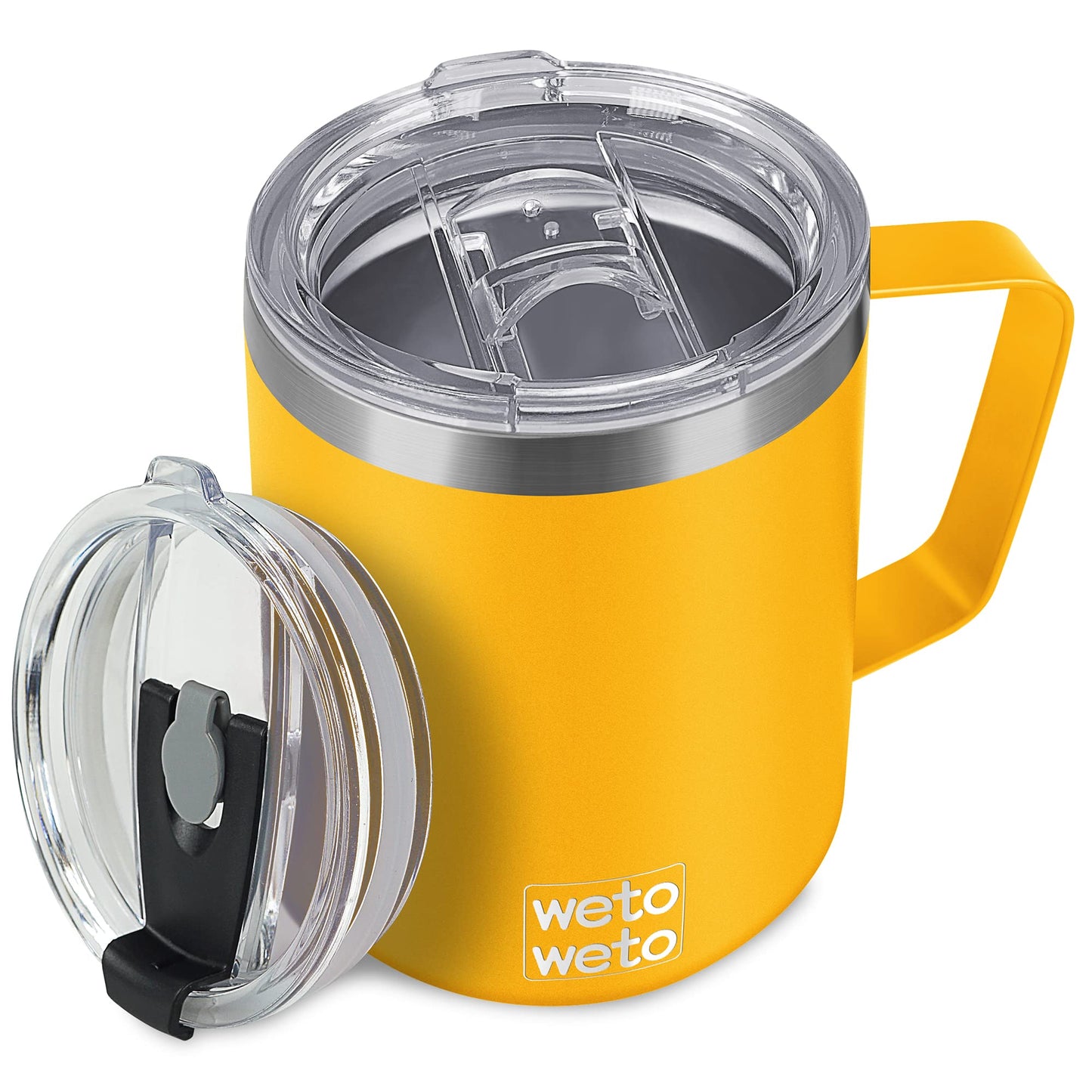 WETOWETO 14 oz Coffee Mug, Vacuum Insulated Camping Mug with Lid, Double Wall Stainless Steel Travel Tumbler Cup, Thermal Coffee Mug, Powder Coated Navy Blue