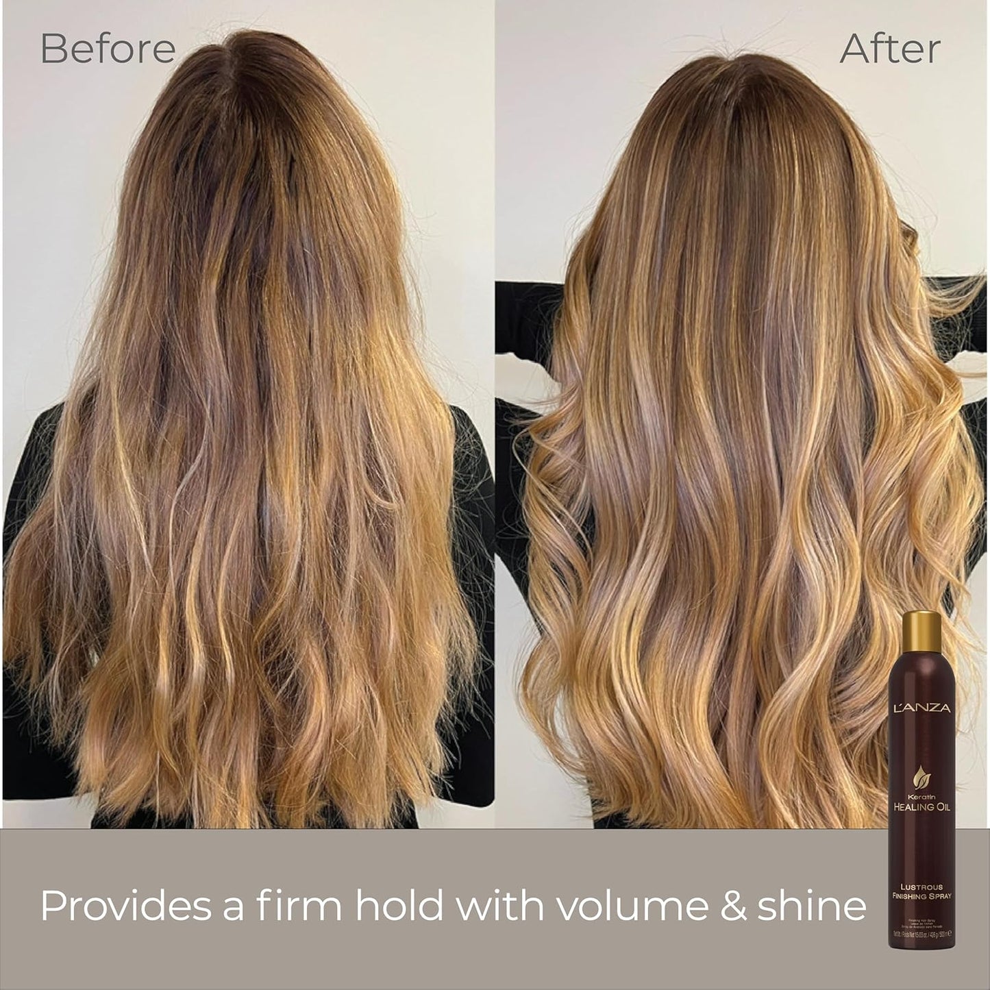 L'ANZA Keratin Healing Oil Lustrous Finishing Spray, Hair Spray Boosts Shine & Volume, Long Lasting Hold, Anti Frizz Finish & Thermal Protectant Mist, Cruetly Free Styling, New Bottle (10.6 Fl Oz)