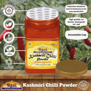 Rani Kashmiri Chilli Powder (Deggi Mirch, Low Heat) Ground Indian Spice 16oz (1lb) 454g PET Jar ~ All Natural | Salt-Free | Vegan | Kosher | Gluten Friendly