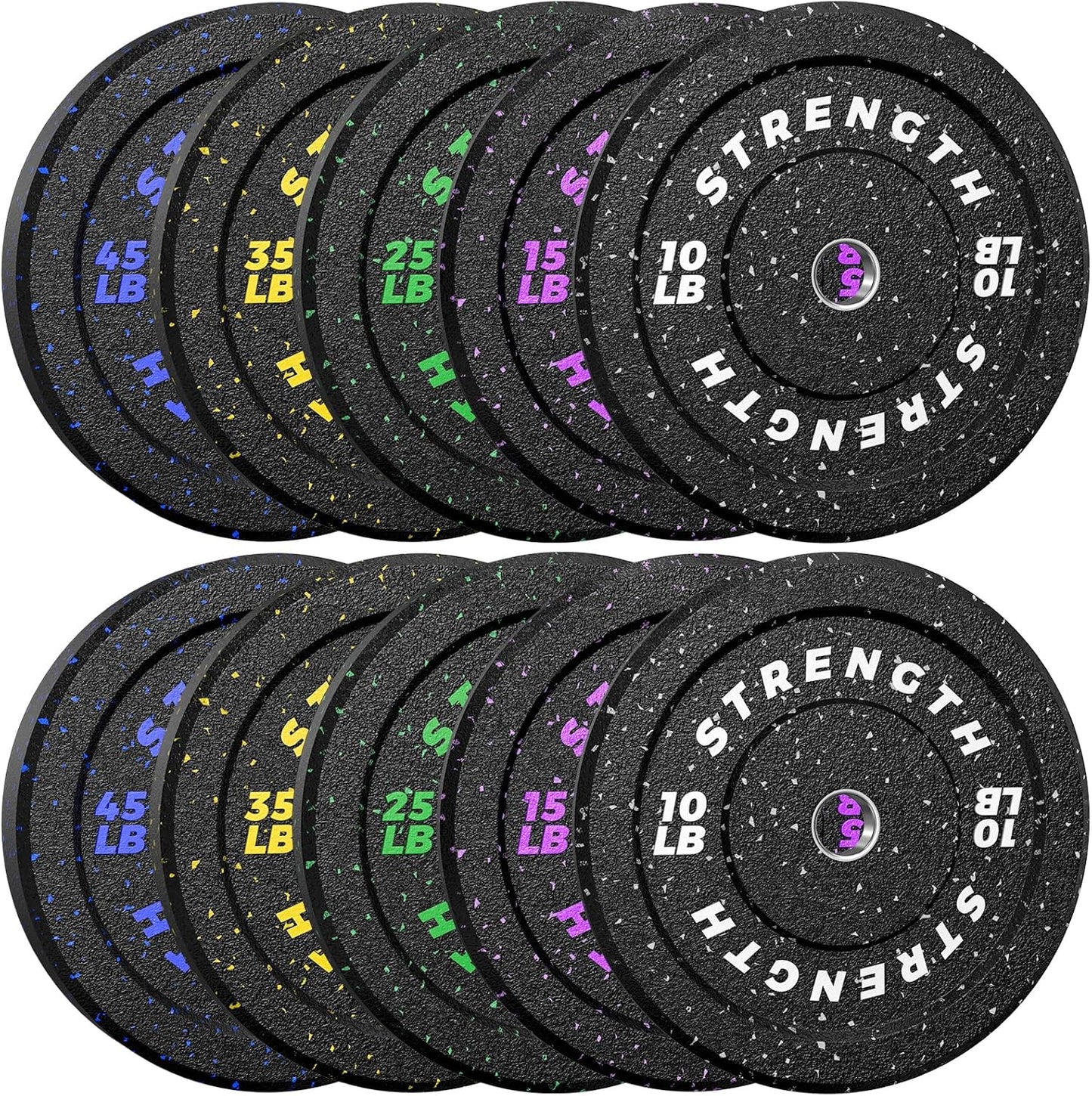 2-Inch Bumper Plates, Barbell Rubber Olympic Weight Plates Set for Home Gym Strength Training, 20-260lbs, Multiple Options