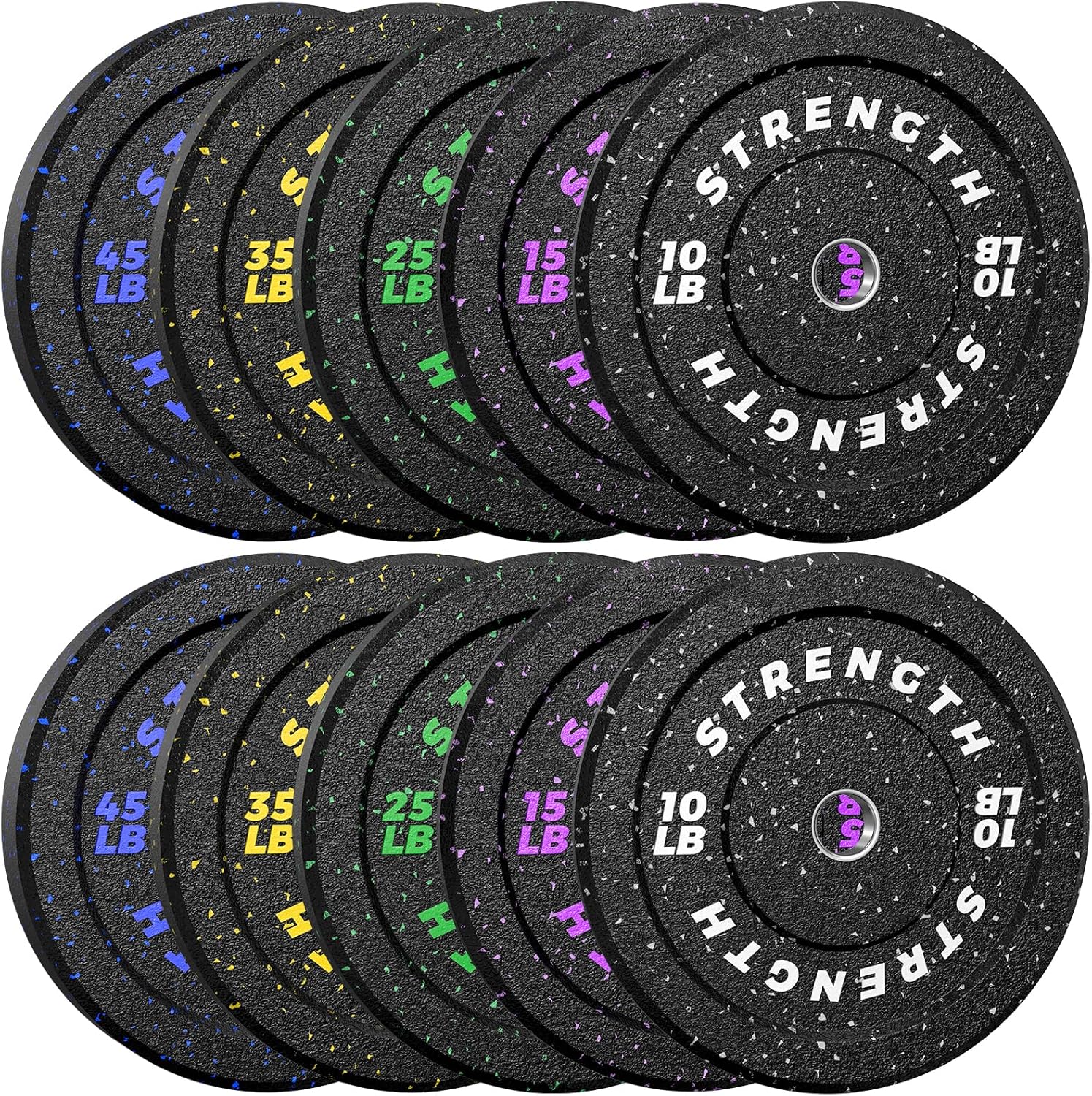 2-Inch Bumper Plates, Barbell Rubber Olympic Weight Plates Set for Home Gym Strength Training, 20-260lbs, Multiple Options