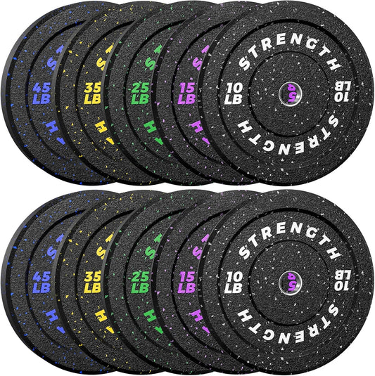 2-Inch Bumper Plates, Barbell Rubber Olympic Weight Plates Set for Home Gym Strength Training, 20-260lbs, Multiple Options