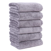 MOONQUEEN 6 Pack Premium Hand Towels - Quick Drying - Microfiber Coral Velvet Highly Absorbent Towels - Multipurpose Use as Hotel, Bathroom, Shower, Spa, Hand Towel 16 x 28 inches (Gray)