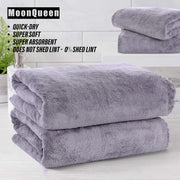 MOONQUEEN 2 Pack Premium Bath Towel Set - Quick Drying - Microfiber Coral Velvet Highly Absorbent Towels - Multipurpose Use as Bath Fitness, Bathroom, Shower, Sports, Yoga Towel (Grey)