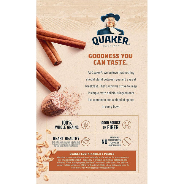 Quaker, Instant Oatmeal, Cinnamon and Spice, 1.51 Ounce (Pack of 10)