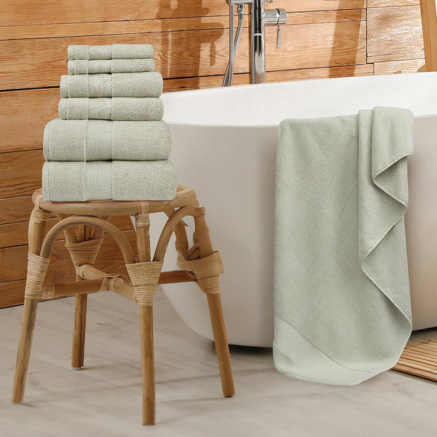 Ultra Soft & Plush Viscose from Bamboo Bath Towels - 700 GSM Luxury Bath Towels - 6 Piece Set - Super Absorbent & Quick Drying (Eucalyptus Green)