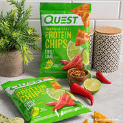 Quest Nutrition Chili Lime Tortilla Style Protein Chips, 20g Protein, 3g Net Carbs, Low Carb, Gluten Free, 1.1 oz (Pack of 4)