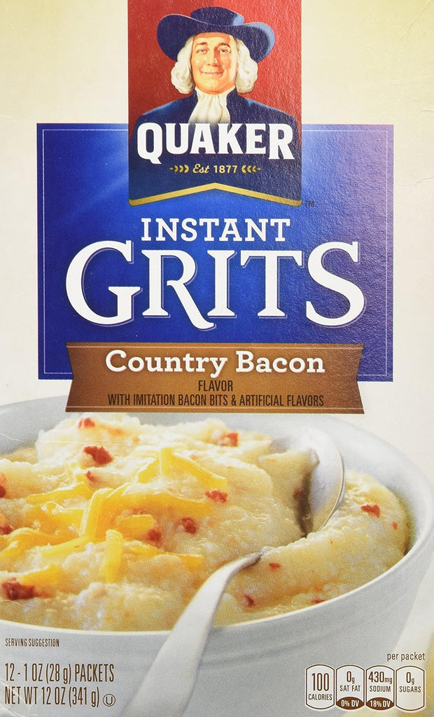 Quaker Country Bacon Flavor Instant Grits, 12 Count (Pack of 1)