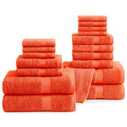 Lane Linen 100% Cotton Luxury Bath Towel Set - 18 Pieces - Ring Spun, Ultra Soft, Quick Dry & Extra Absorbent - 4 Bath, 8 Washcloths, 6 Bathroom Hand Towels - Machine Wash in Cold Water - Living Coral
