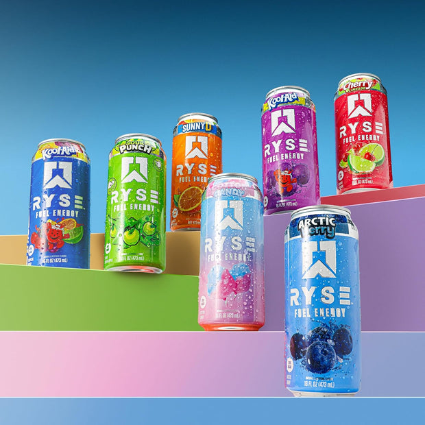 RYSE Fuel Energy Drink - Variety Pack - Sugar Free, Gluten Free & Vegan - 200mg Natural Caffeine, Taurine & Choline for Focus & Energy - No Artificial Colors - 16 fl oz Cans (12-Pack)