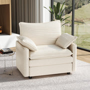 Vesgantti 108" Modular Sectional Sofa, Comfy Cloud Couch with Movable Ottoman Deep Seat Chenille L Shaped Modular Sofa, Sectional Couches for Living Room, Bedroom and Apartment, Beige