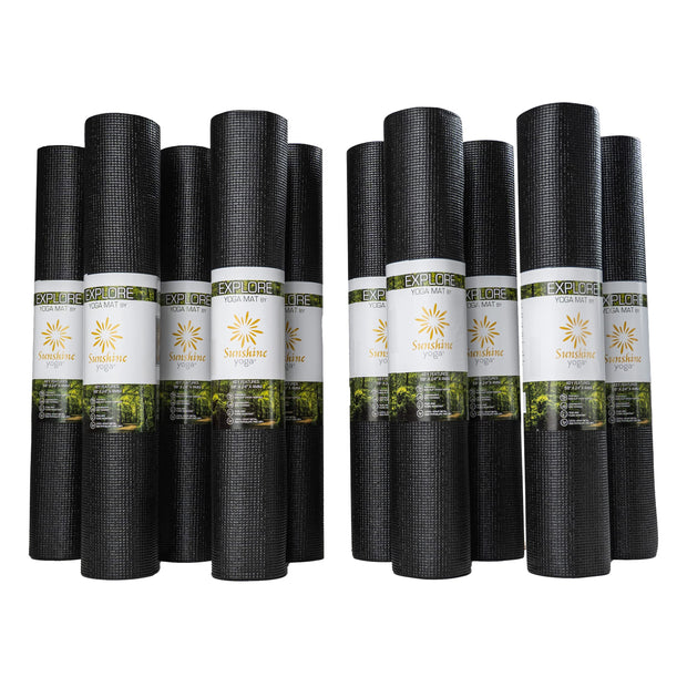 Sunshine Yoga 10-Pack Explore Yoga Mat, 68" x 24" Exercise Mat, 4mm Thick Non Slip Workout Mat, Anti-Tear Gym Mat, Bulk Yoga Mats for Home Workout or Studio