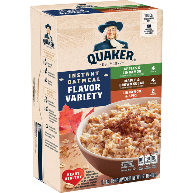 Quaker, Instant Oatmeal, Cinnamon and Spice, 1.51 Ounce (Pack of 10)