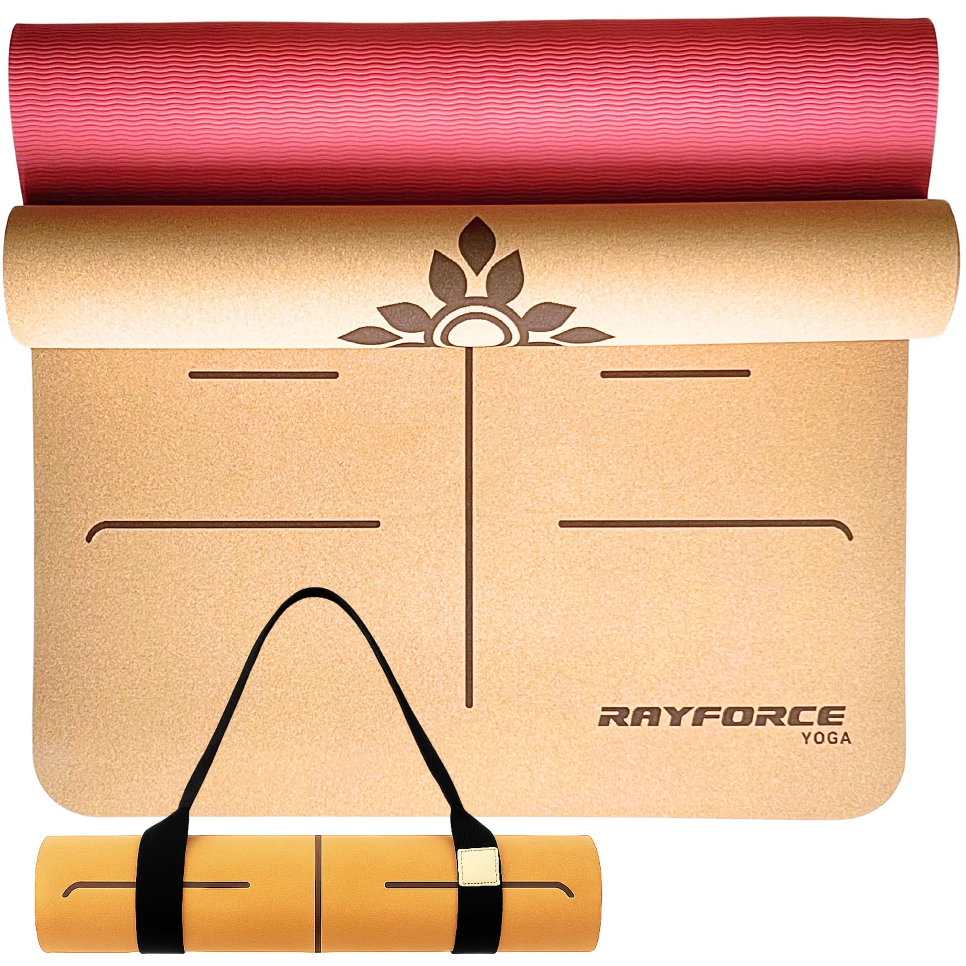 Cork Yoga Mat 6mm – Non-Slip, Sweat-Resistant, Eco-Friendly with Alignment Lines & Carry Strap