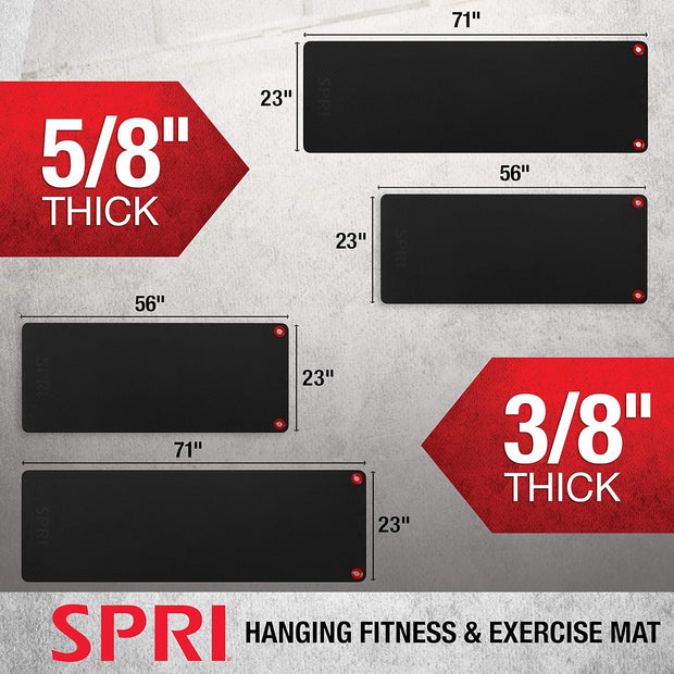 SPRI Hanging Exercise Mat, Fitness & Yoga Mat for Group Fitness Classes, Commercial Grade Quality with Reinforced Holes